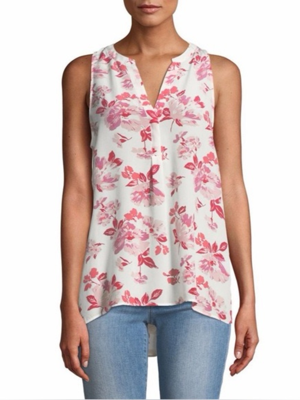 Joie Pink Red Floral Sleeveless Blouse Tank Size Small